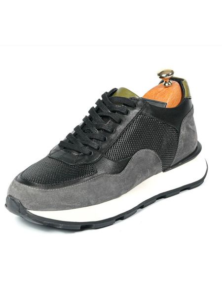 Erkek Günlük Sneaker – Deri & Süet Kombin, Konfor Taban